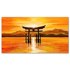 Wandbild auf echter Leinwand aufgespannt, Kunstdruck Mia Morro TORI JAPAN, 100cm x 50cm, 1 Teil, Bilder fertig gerahmt auf Keilrahmen riesig gro�, XXL Ausf�hrung, preiswert und g�nstiger als �lbild Gem�lde Poster Plakat mit Bilderrahmen, Dekoration f�r Raum und Wand, Wohnzimmer, B�ro, K�che, Flur