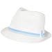 STRIPE BAND STINGY BRIM BRAID FEDORA TRILBY HAT * WHITE - Medium