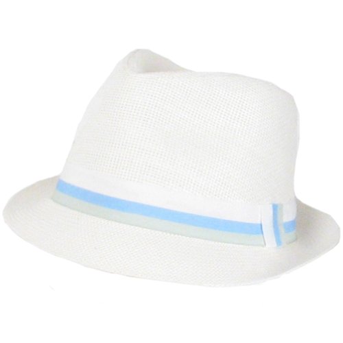 New Stripe Band Stingy Brim Braid Fedora Trilby Hat * White - Large / Extra Large