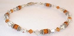 Topaz Cubes w/Clear Hand crafted Swarovski Bracelet