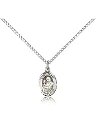 .925 Sterling Silver Saint St. Clare of Assisi Medal Pendant 1/2 x 1/4 Inches Eyes/Television-9028- Comes with a .925 Sterling Silver Lite Curb Chain Neckace And a Black velvet Box