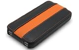 デンノー iPhone4専用本革ジャケット型<strong>レザー</strong>プロテクター iPhone4 Leather(ブラック/オレンジ) MIPHE-4GLBO