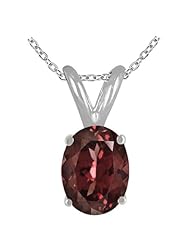 0.30Ct Oval Garnet Pendant in 14k White Gold