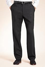 Pure Wool Flat Front Straight Leg Twill Trousers
