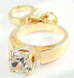 Designer Look Austrian Crystal Gold Engagement Wedding Ring Charm