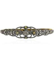 18kt Yellow Gold Diamond Pave Palm Bracelet Silver Wedding Jewelry