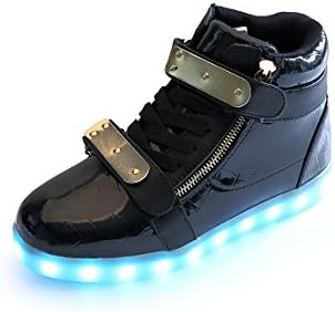 KicksKid Unisex Orion Men Women Kids LED Light Up Shoes Slip-On Loafers Kicks Fashion sneakers Black 37