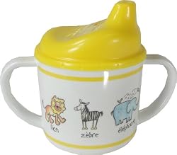 Sippy Cup Baby Cie La Jungle: Jungle Yellow Melamine Colorful Melamine Dinnerware with wording