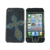Apple iPhone 4 4S Rhinestones Black Diamond Cross Hard Case Cover, Faceplate, Snap On, Housing, Protector Skin
