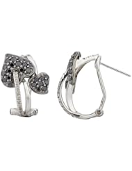 14K White Gold 1.03ct Heart ala Leaf Prong White Diamond Huggie Earrings