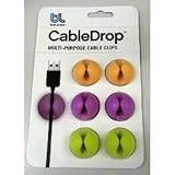 Bluelounge Design CableDrop Multi-purpose Cable Clips Bright Colors Pack of 6