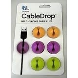 Bluelounge Design CableDrop Multi-purpose Cable Clips Bright Colors Pack of 6