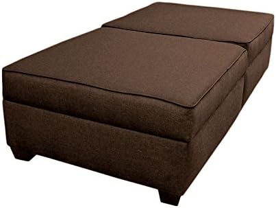 Convertible Polyester Fabric Upholstered Twin Size Solid Wood Ottoman Bench-to-Bed with Storage Space