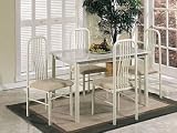 5pcs Ivory Faux Marble Dinging Table and 4 Chairs Set