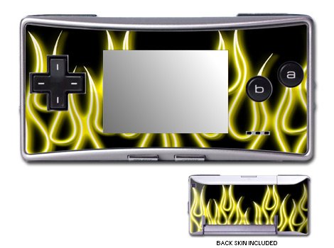 Yellow Neon Flames Design GameBoy Micro Decorative Protector Skin Decal Sticker