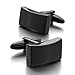 Men's Stainless Steel Cufflinks Black Classic Wedding (with Gift Bag)