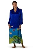 Silk Caftan for Women - 100% Silk, Hand Painted & Hand Dyed (Deep Blue) - An Elegant Gift for Women