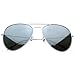 zeroUV - Original Classic Metal Standard Aviator Sunglasses - Nickel Plated Frame (Silver / Mirror)