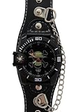 TimerMall OEM - Montre Homme - Quartz - Cuir - Cr?ne d'os synth??tique noir Boussole analogique Sport Watches