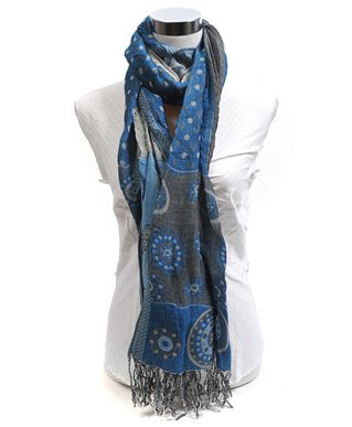 New Paisley Circles Pattern 100% Viscose Fringed Scarf
