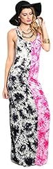 Two-Toned Tie Dye Print Tank Maxi Dress 