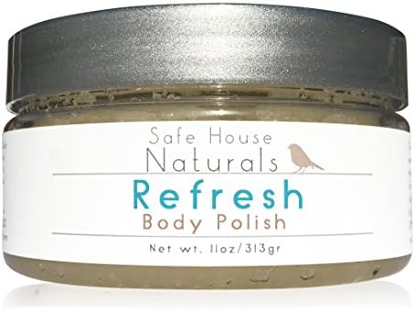 All Natural Exfoliating Body Scrub Uplifting Pure Essential oils of Lemongrass Grapefruit and May Chang Moisturizing + Exfoliating Sea Salt Scrub by Safe House Naturals Refresh
