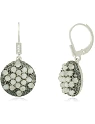 Sterling Silver Multi Circle Moonstone Black and White Diamond Earrings (11/20 cttw, I-J Color, I2-I3 Clarity)