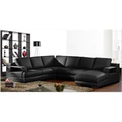 XXL Wohnlandschaft, Sofagarnitur Ledersofa schwarz 558