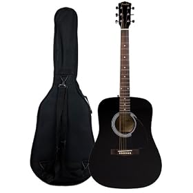 Fender FA-100 Limited Edition Dreadnought Acoustic Guitar with Gig Bag - Black: Musical Instruments