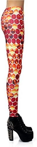 Clothesforu Women's Fashion Sexy Slim Fit Honey Comb Full-Printed Pattern Leggings