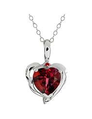 2.32 Ct Heart Shape Crimson Red Mystic Topaz Red Garnet Sterling Silver Pendant