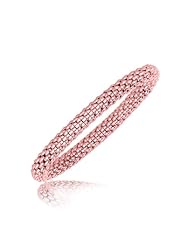 Sterling Silver Rose Tone Plated Mesh Motif Bangle