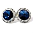 Montana Dark Blue Swarovski 20mm Crystal Center Earrings Fashion Jewelry-- Made In USA