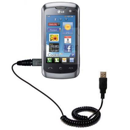Coiled Power Hot Sync USB Cable for The LG KM570 with Both Data and Charge Features - Uses TipExchange Technology