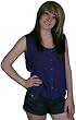 Button Blouse, Embroidered - Royal Blue