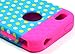 Bastex Heavy Duty Hybrid Case for iPhone 4, 4S, - Pink Silicone / Multi Color Polka Dot Hard Cover