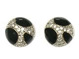 Abstract Crystal & Black Round Earrings Fashion Jewelry