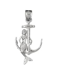 CleverEve Designer Series Sterling Silver Pendant Mermaid & Anchor