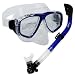PROMATE Snorkeling Scuba Dive DRY Snorkel PURGE Mask Gear Set, Trans. Blue