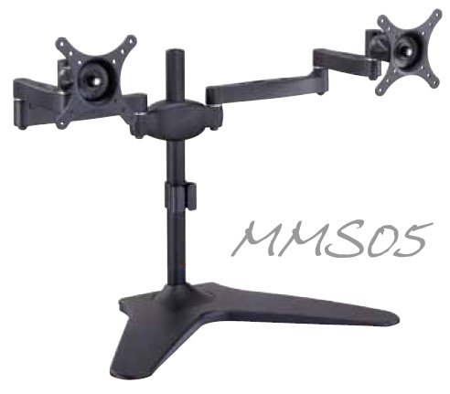 Buy MMS05 Dual Monitor Table Stand: twin LED/LCD Minitor Arm Mount Bracket (2 flat screens side-by-side on 1 Desk) Promo Offer