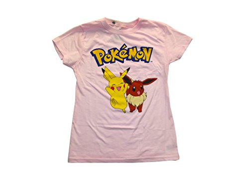 Childrens Pink Pokemon Pikachu and Eevee Shirt