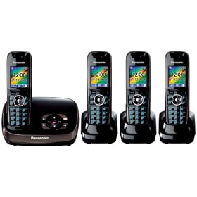 Panasonic KX-TG8524EB DECT Quad Digital Cordless Phone Set with Answer Machine - Black