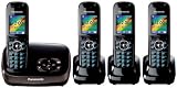 Panasonic KX-TG8524EB DECT Quad Digital Cordless Phone Set with Answer Machine - Black