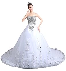 Strapless Natural   Waistline Satin   Lace-Up  Ball Gown  Dress With Rhinestones