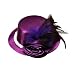 Purple Satin Mini Cocktail Top Hat W/Faux Pearls image 1