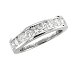 14k White Gold Round & Princess Anniversary Wedding Diamond Ring / Band Size 7 (HI, SI-I, 1.20 carat)