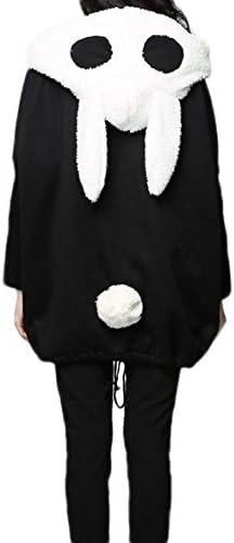 OriginC Women's large size and long sections of rabbit ears sweater jacket (XL, black)