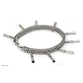 Sterling silver charm bracelet, 'Festive Thai'