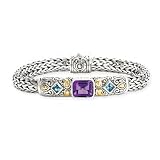 Enchanta Collection Sterling Silver & 18K Amethyst and Blue Topaz Bracelet