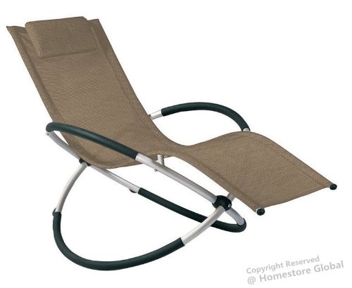 Chaise longue, transat de jardin Rocking Chair avec coussin amovible. Très confortable et relaxante - Chocolat